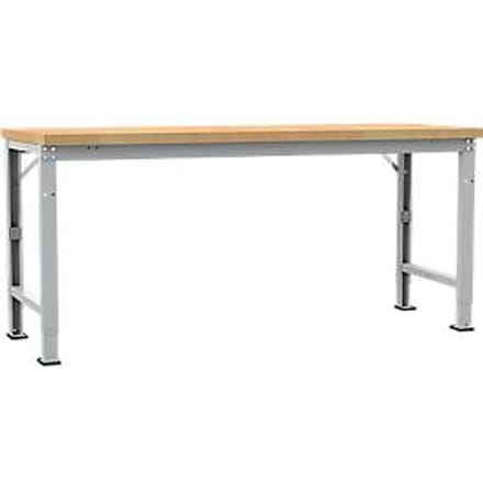 Manuflex werkbank Profi speciaal, tafelblad multiplex, 2000 x 700 mm, aluminium zilver
