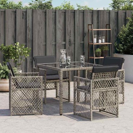 vidaXL - Tuinstoelen - 4 - st - met - kussens - poly - rattan - grijs