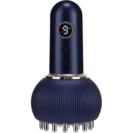 USB Oplaadbare Meridian Borstel Lichaam Schraap Massager Microstroom Vibratie Hete Kompres Lymfedrainage blauw