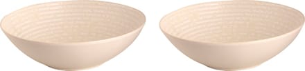 Palmer - Schaal - Kom - Ripple - 1,8 L - 24 cm - Gebroken wit - Stoneware - Bordenset - 2 stuks