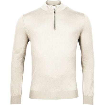 Thomas Maine Trui Fine Merino Skipper Half Zip Single Knit Kitt / male