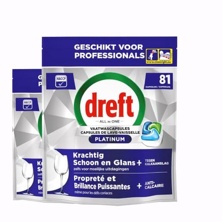 Dreft Platinum Regular All-in One Vaatwastabletten – 162 tabs (2x81)