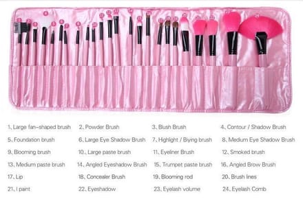 Professionele Make-up Kwasten Roze - 24 delig - Kwastenset
