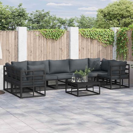 vidaXL - Tuinbank - Set - 7 - st - Zwart - Aluminium