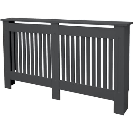 ECD Germany home style serie radiator hoes verwarming omkasting met landelijke stijl afmetingen 152x19x82 cm kleur antraciet vervaardigd uit gelakt MDF ideaal voor woonkamer en slaapkamerinterieur
