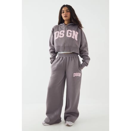 Dames DSGN Studio Cord Applique Rechte Pijp Jogger | Mauve | Maat: 3XL
