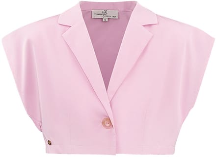 Geraffineerde Mouwloze Top in Elegante Jasstijl - Roze - Maat M