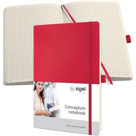 Sigel notitieboek Conceptum Pure A4 softcover rood 194 pagina's 80 grams geruit
