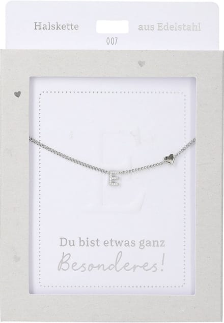 Depesche ketting zilver letter E hartje cadeau sieraden.
