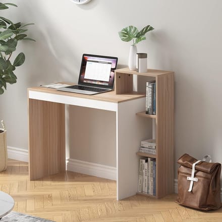 Computer Bureau - Studiebureau Werkstation - Thuiskantoor Inrichten - Met Opbergplanken - 120 x 60 cm - Bruin