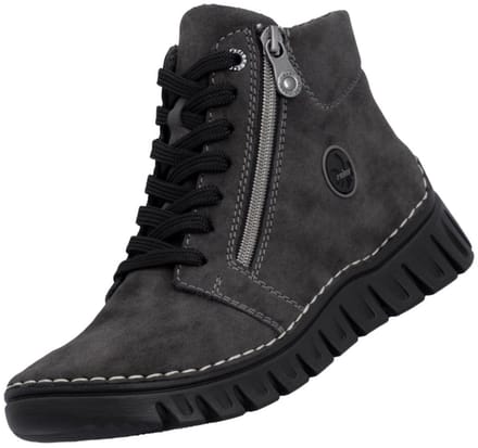 Rieker Dames 57502 45 Veterlaarzen Sleehak Grijs