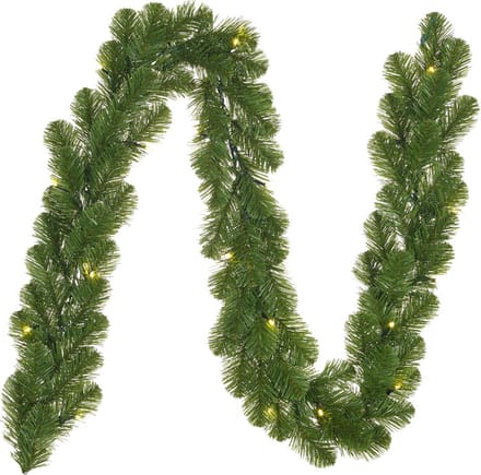 Mica Decorations Dennenslinger - 3x stuks - groen - met verlichting - 270 cm