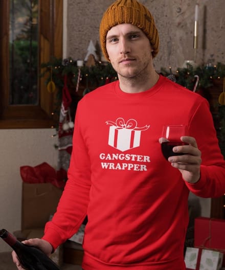 Foute Kersttrui Rood - Gangster Wrapper - Maat M - Kerstkleding voor dames & heren