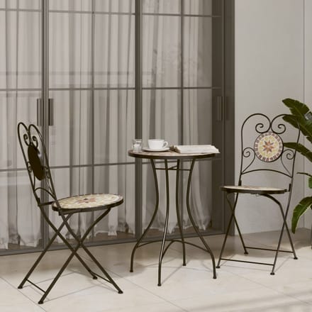 vidaXL - Opklapbare - stoelen, - 2 - stuks, - terracotta - en - wit - keramiek