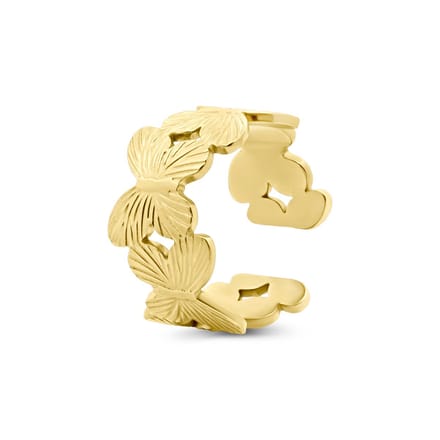 8CR-10064 – CO88 Collection – Open Ring met Vlinder – Goudkleurig - One - size