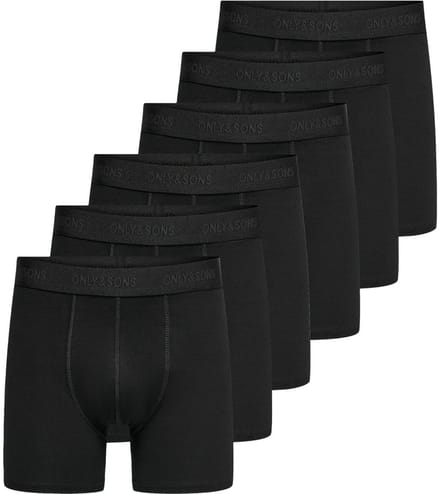 Only & Sons Heren lang short / pant 6 pack ONSFITZ SOLID BOXER