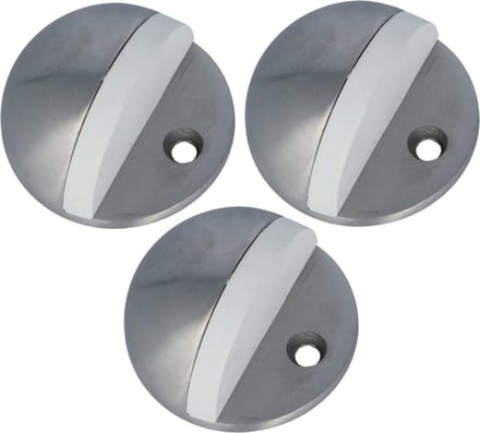 AMIG Deurstopper/deurbuffer - 3x - D45mm - inclusief schroeven - mat rvs
