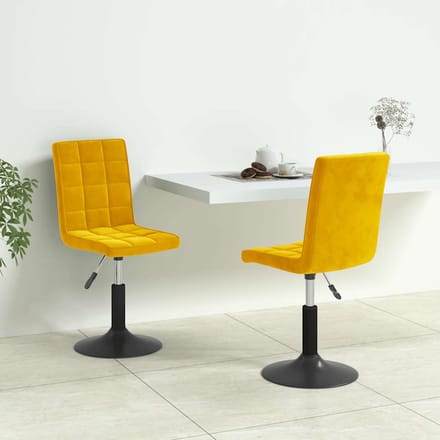 vidaXL - Eetkamerstoelen - draaibaar - 2 - st - fluweel - mosterdgeel