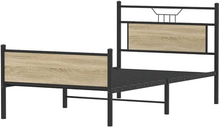 Bedframe Hout - Ledikant Eenpersoons - Goede Nachtrust - Stevig Stalen Frame - 100x200 cm - Sonoma Eiken