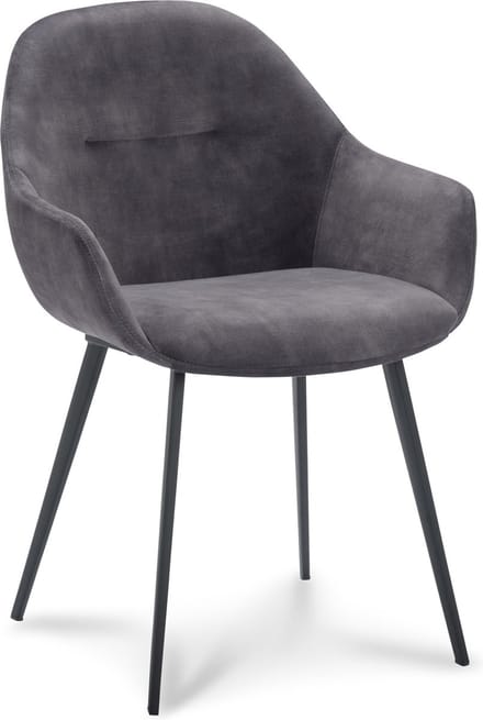 Icon Living - Armstoel Twelve - Velours Adore Anthracite - Poot Zwart
