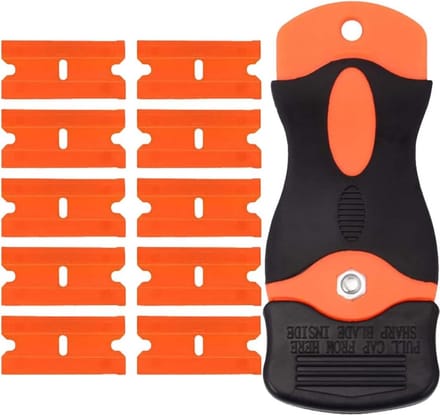 Schraper, keukenschraper, kookplaatschraper, schraperset, mini-scheermesschraper met messen, keramische kookplaatschraper met 10 reservemesjes.