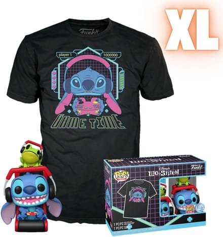 Lilo & Stitch Gamer Stitch with Frog - POP! & Tee Heren Funko Pop! - Neutraal - XL