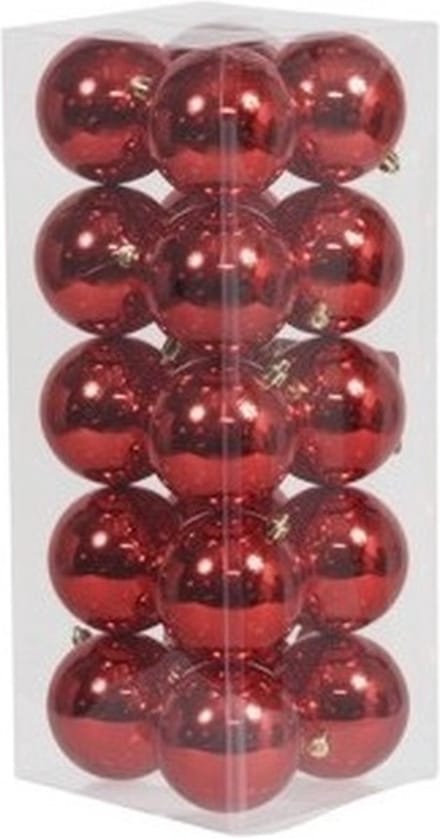 Othmar decorations Kerstballen - 20x st - rood - D8 cm - kunststof - glans - kerstversiering