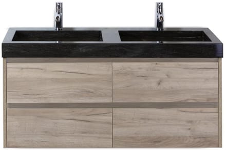 Dante Badmeubelset 120 cm - Craft Oak - Wastafel Hardsteen Wit Lucca Dubbel