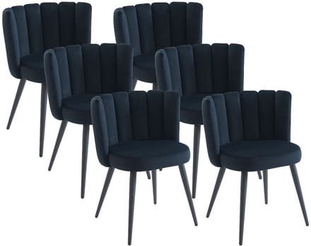 Vente-unique Set van 6 stoelen van fluweel en metaal - Zwart - PRANILA