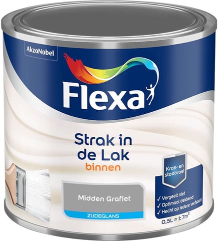 Flexa - Strak In De Lak Binnenlak Zijdeglans - Midden Grafiet - Mengverf - 500 Ml