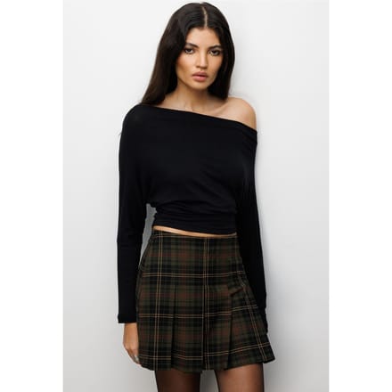 Asymmetrische Kraag Slim Fit Crop Blouse met Uitsnede