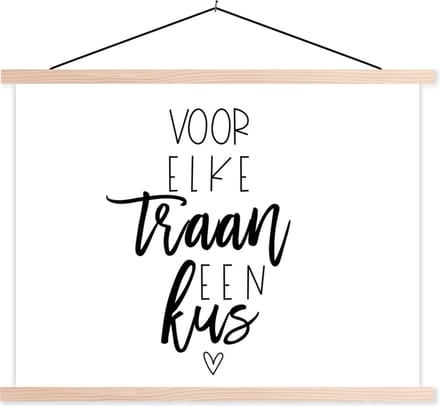 Posterhanger incl. Poster 60x45 cm - Schoolplaat - Beterschap - Quotes - Kus - Textielposter - Blanke latten