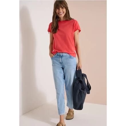 Shirt met rimpels in effen kleur