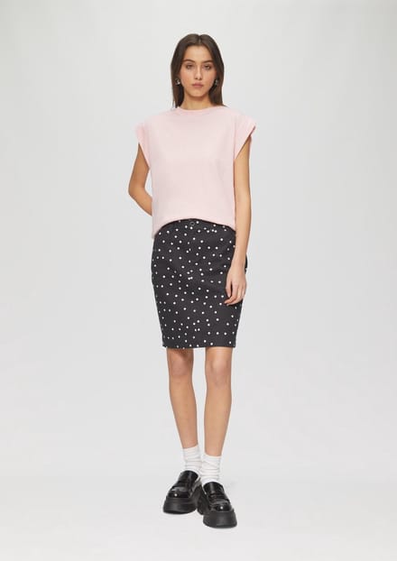 Korte Katoenen Midi Potloodrok Met Print Dames QS