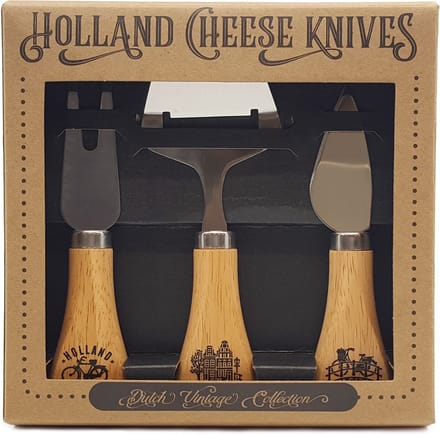 Kaasmessen - Hout - Souvenir - Cadeau Set - Twee Messen En Een Kaasschaaf