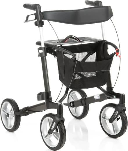 Rollator Plaza X3 - Medium - Lichtgewicht - Grote soft banden - Zwart