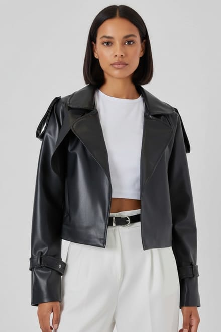 Faux leren motorjack