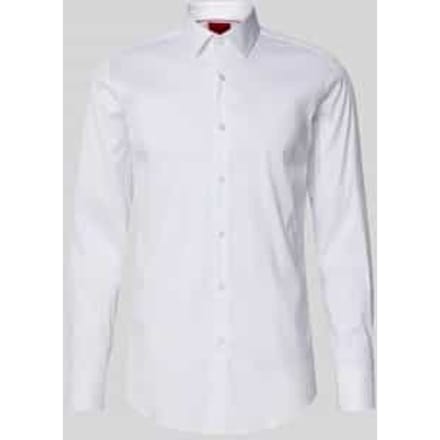 HUGO Kenno slim fit overhemd - popeline - wit - Strijkvriendelijk - Boordmaat: 43