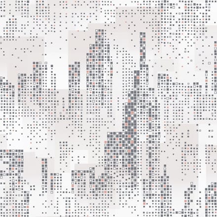Dutch Wallcoverings - Loft- skyscrapers grafisch wit/zilv/roze - M463-03