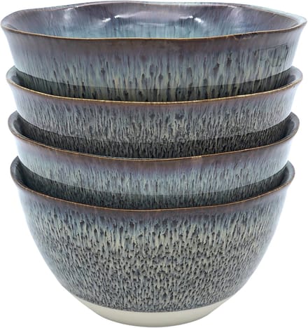 Lavandoux - Ramen Kom - Poké Bowls - Ø 15 cm - Grijs en Blauw - Set van 4
