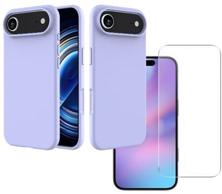 Shockproof Backcover - Liquid Silicone Soft Hoesje - Geschikt voor: iPhone Air - Lila + 2x Screenprotector Beschermglas - Glasplaatje
