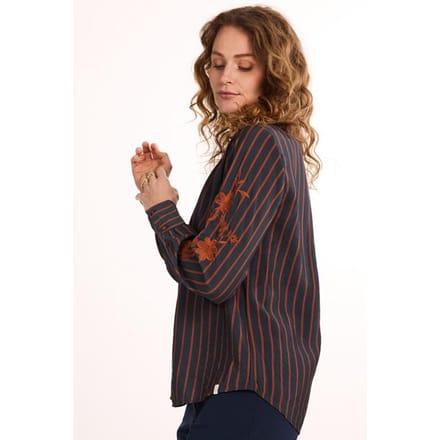 Blouse Inez Blue with brown stripe