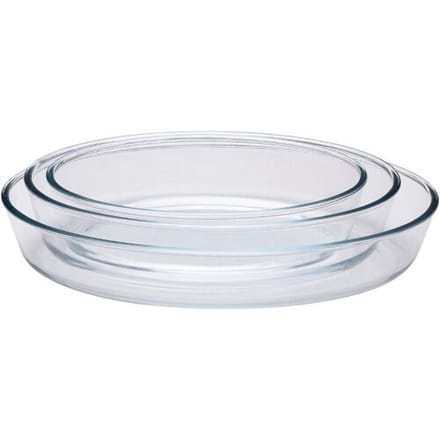 Alpina borosilicate glazen ovenschotel set - 3 stuks, transparant