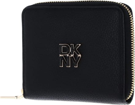 DKNY Leren Portemonnee Milan Tie Zip Around Wallet Blk / Gold Zwart