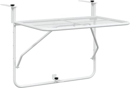 Witte Opklapbare Balkontafel Staal voor Buiten en Patio