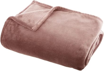 Atmosphera Plaid deken - oud roze - polyester - 130 x 180 cm - Bankdeken - Fleece plaid