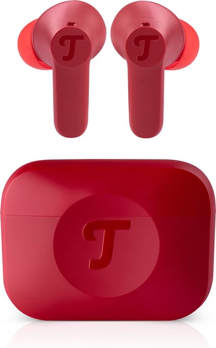 Teufel AIRY TWS 2 - In-ears - Oordopjes - Active Noise Cancelling - Oplaadcase - robijnrood