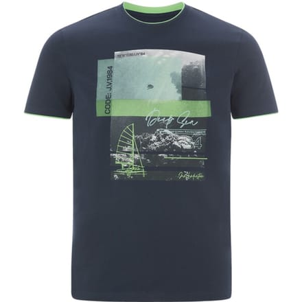 Jan Vanderstorm herren T-Shirt - 68/70 - donkerblauw - Plus Size
