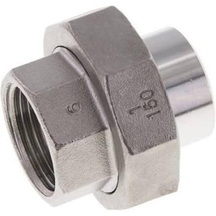 Rechte Koppeling Rp1'' Binnendraad X 33.7mm Laseind RVS Vlakke Afdichting PTFE 150bar