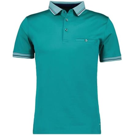 Ragman Polo Uni Contrast Detail Mercerized Cotton Emerald / male